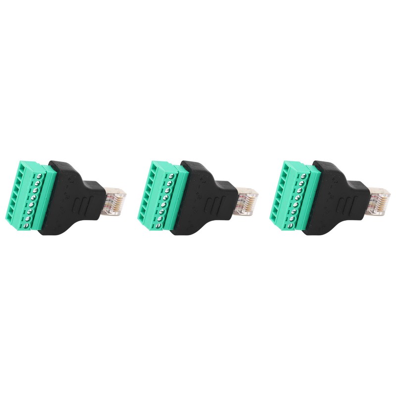3Pcs RJ45 Screw Terminal Adapter RJ45 Female Thread to 8