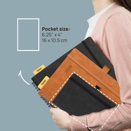 POPRUN Weekly Planner 2026 Pocket Size Calendar (4" x 6.25") 12 Months Notebook with Horizontal Layout, Leather Soft Cover, Inner Pocket, 100GSM Thick Paper, Pen Holder - Royal Blue