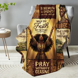 African American Black Girl Women Blanket - Christian Birthday Gifts Blanket- Inspirational Flannel Religious Spiritual Throw Blanket Home Decor 50x60inch