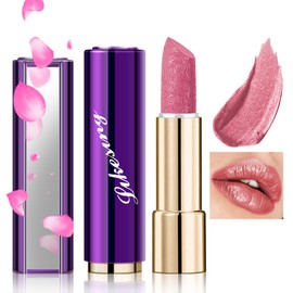 Likesing 1 Piece Glitter Lipstick Set Lip Gloss 24 Hours Hold Lipstick Lip Gloss Long Lasting Lipstick Pink Red Lip Balm Lip Gloss Permanent Makeup Women Birthday Gift