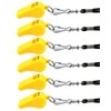 yueton Plastic Coach Whistles with Lanyard, Pack of 6 (Yellow)