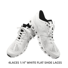 NDTEZUGT Flat Thin Shoelaces 1/4" Original Sporty Shoelaces Replacement Shoelaces for On Cloud Sneakers 2 Pairs, 2 Pairs White