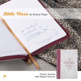Christian Art Gifts Classic Journal Be Strong and Courageous Joshua 1:9 Bible Verse Inspirational Scripture Notebook for Women, Ribbon Marker, ... Flexcover, 336 Ruled Pages, Zipper Closure