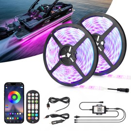 OPP ULITE Boat Led Light Strip RGB Color 50FT, APP & Remote Contrl Music Mode Marine Interior Lights, Night Fishing Lighting for Bass Boat, Kayak, Jon Boat, Deck, Waterproof IP67