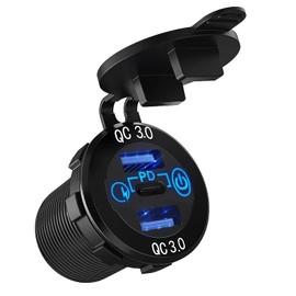 Disscool USB C Car Charger, Super Fast Car Power Socket PD+2QC 3.0 Car Dual USB Port for Car Marine Boat Bus Truck Golf Cart RV