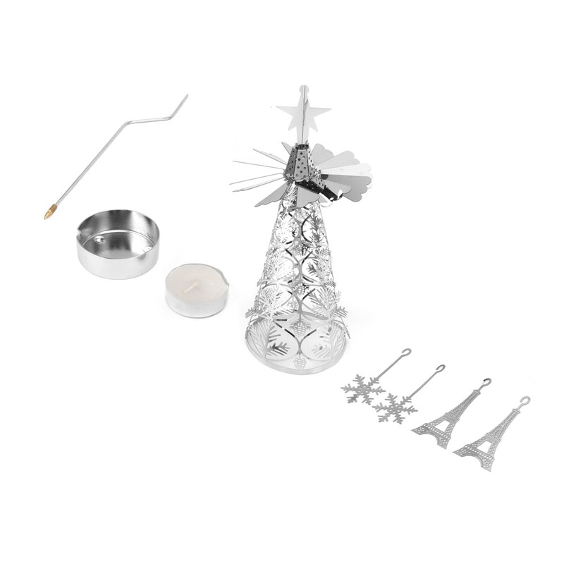 Christmas Tree Carousel Spinning Candle Holder Stainless Steel Rotary Tree