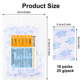 25 g silica gel bags, silica gel bags, 18 pieces, silica gel packets, desiccant bags, silica bags, silica gel sachets for electronics, clothing, shoe dehumidifier, cabinet dehumidifier