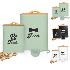 Dekosilave Dog Treat Container 2PCS, Dog Food Storage Container with Lids Airtight, Dog Treat Jars for Kitchen Counter-7+3Lbs (Saga Green)