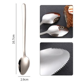 TSUOUKL 2pcs Grapefruitlöffel, Silber Kiwi Spoon aus Edelstahl, Löffel Mit Zacken Babynahrungsergänzung Fruchtlöffel Dessertlöffel Spülmaschinengeeignet Für Kiwi Äpfel Grapefruits