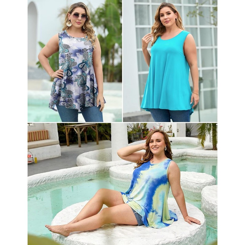 LARACE Túnica sin mangas para mujer, para leggings, acampanada, sin