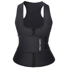 HOPLYNN Waist Trainer Zipper Vest for Women Body Shape - Neoprene Sauna Tank Top - Waist Cincher Trimmer Black 3X-Large