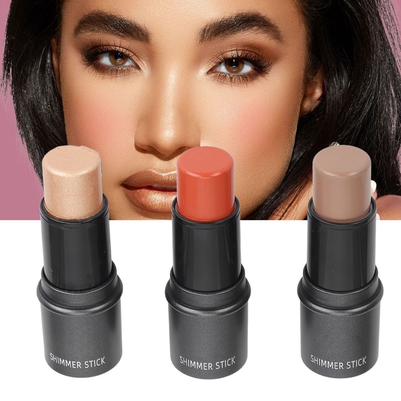 3pcs Highlight Blush Contour Stick Professional Cream Blush Stick for