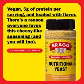 Bragg Nutritional Yeast Seasoning - 4.5 oz - Dairy-Free Parmesan Cheese Substitute - Perfect for Salads, Pastas, Vegetables, and More