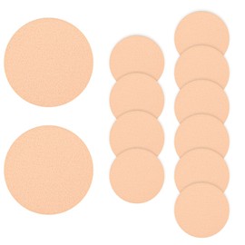Jeffdad 12 Pcs Round Makeup Sponges, Facial Powder Puff Cosmetic Sponge Round Foam Pad Beauty Makeup Eye Foundation Powder Blender for All Skin Types Wet and Dry Dual Use(Skin Color)