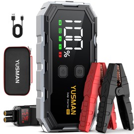 YUSMAN Car Jump Starter, 8000A 12V Jump Battery Pack (All Gas/10.0L Diesel), Portable Jump Starter with Display, Car Jump Starter with Extended Smart Cables, Quick Charge 3.0, LED Light