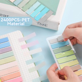 LOKIPA Sticky Tabs for Annotating Books, 2400PCS Color Note Tabs Book Tabs for Notebooks, Multi-Colored Writable and Repositionable Book Flags Strip, File Index Tabs