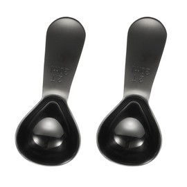 sourcing map 2Pcs Stainless Steel Coffee Scoop, 30ml Short Handle Measuring Spoon for Ground Coffee Tea Sugar Kitchen Gifts, Black