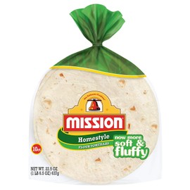 Mission Soft Taco Homestyle Flour Tortillas, Trans Fat Free, Thick, Medium Size, 10 Count - 2 Packs