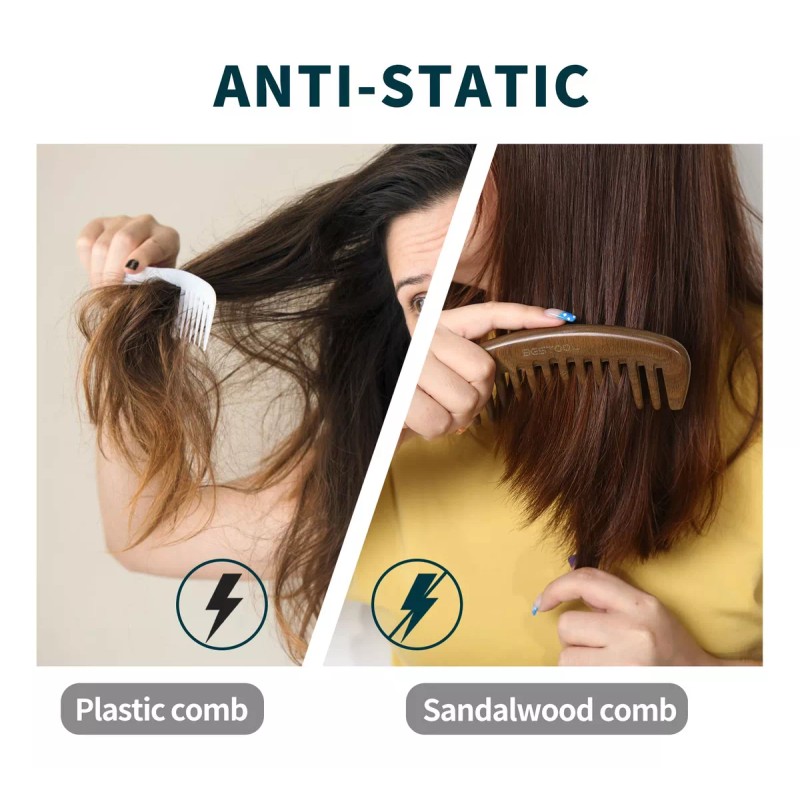 Bestool Peine De Dientes Anchos Para Cabello Rizado Largo Y