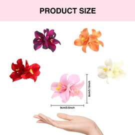 Landrain Pack of 5 Hawaii Colourful Flowers Hair Clips for Women and Girls, Double Orchid Hair Accessories, Flowers, Hair Clips Flower for Women Party Hair Styling Hair Pins Wedding