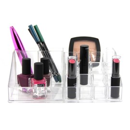 Ella Acrylic Makeup Organizer [Transparent & Cosmetic ] for Lipstick, Brushes, Bottles, Jewelry [ Set of 1 ]