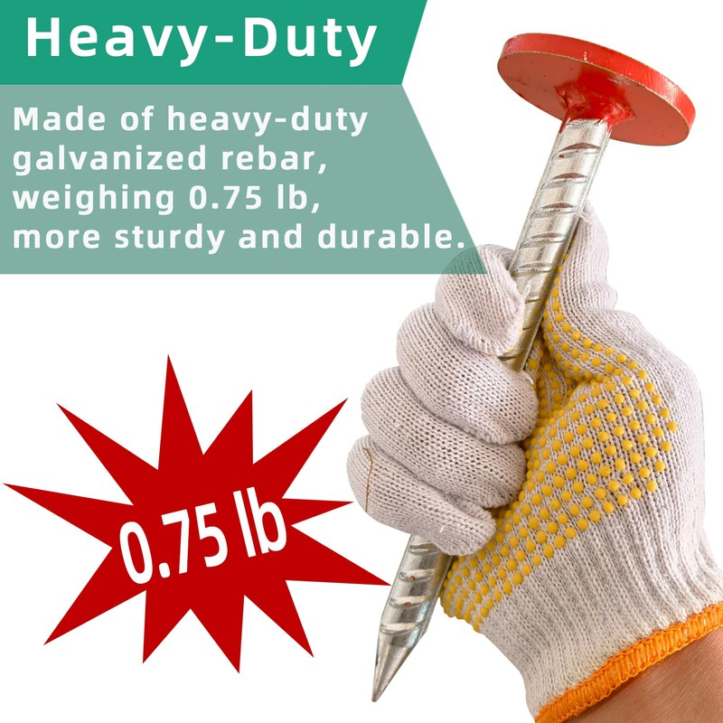 POSEOFFR 8 inch Survey Stakes, Heavy Duty Galvanized Rebar, 2.4