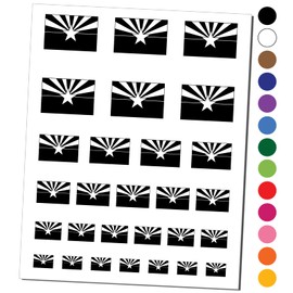 Arizona State Flag Temporary Tattoo Water Resistant Fake Body Art Set Collection - White (One Sheet)