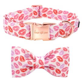 Unique style paws Valentine's Day Dog Collar, Soft Dog Collar with Bow Tie, Durable Dog Collar with Bow Adjustable Dog Collar for Small Medium Dogs