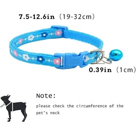 Kitten Collar with Bell,Flower Cat Collar Girl Cute Fancy Puppy Collar with Bells for XXS XS Tiny Little Kitten Pet Female Dogs,Neck 7-12 Inch (Flower Green, Neck7-12)