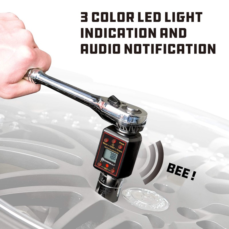 Powerbuilt Digital Torque Socket Adapter, 3/8 Inch Drive Ratchet to