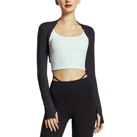 FEOYA Women's Anti-UV Arm Cover Shrug Breathable Cooler Shrug for Golf Riding Jogging Shawl Arm Sleeves Black S