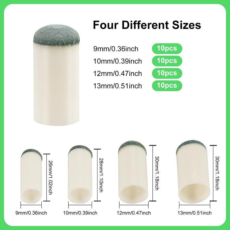 XIHIRCD 40pcs Slip On Pool Cue Tips, 4 Sizes Pool