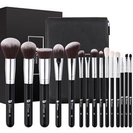 DUcare Brochas de maquillaje profesionales 15pcs Brochas para maquillaje set brocha Kabuki, base, mezcla de polvo, rubor, correctores, sombras de ojos