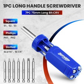 InPower Magnetic Screwdriver Set, 8-in-1 Multi-bit Screwdriver, 8-in-1 Stubby Screwdriver, Phillips, Slotted, Square, Torx Bits, 2-piece