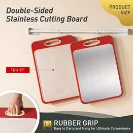 2 in 1 Stainless Steel Cutting Board with Handle Chopping Husband Birthday Christmas Xmas Valentines Father Day Gifts Ideal from Wife Romantic Anniversary Best Cool Gadget Awesome Who Have Everything