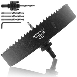 Biaungdo 210 mm Hole Saw with Heavy Duty Arbor, 8 1/4 Inch Bi-Metal Hole Saw Corn Hole Cutter for Cornhole Boards, Soft Metal, Drywall, Plastic, Wood, Fiberboard(Black)