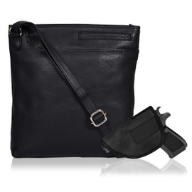 Ozora Multi Pockets Handmade Leather Crossbody Handbags & Sling Bag for Men & Women with Detachable Holster (Black Nappa)