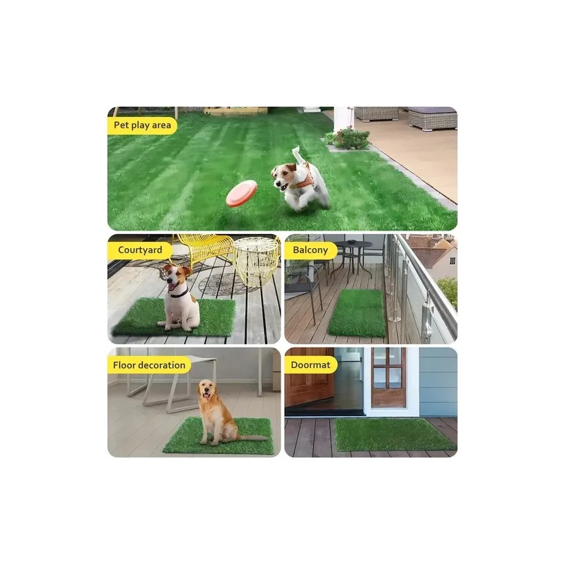 Alfombra Césped Perros Fengtuilie 71x46cm Lavable Ecológica Verde