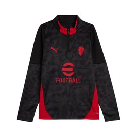 A.C. Milan - Maglia Training con Zip 1/4 Bambino, Felpa Gara da Allenamento, Stagione 2025/2026, Prodotto Ufficiale, Bambino, Nero, 14 Anni
