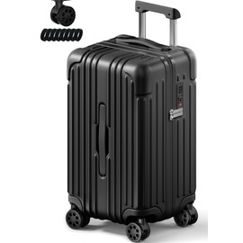 Krute Carry on Luggage PC+ABS Suitcases with Double Spinner Wheels 22x14x9 Airline Approved Luggage with TSA Lock 20 Inch (Black)