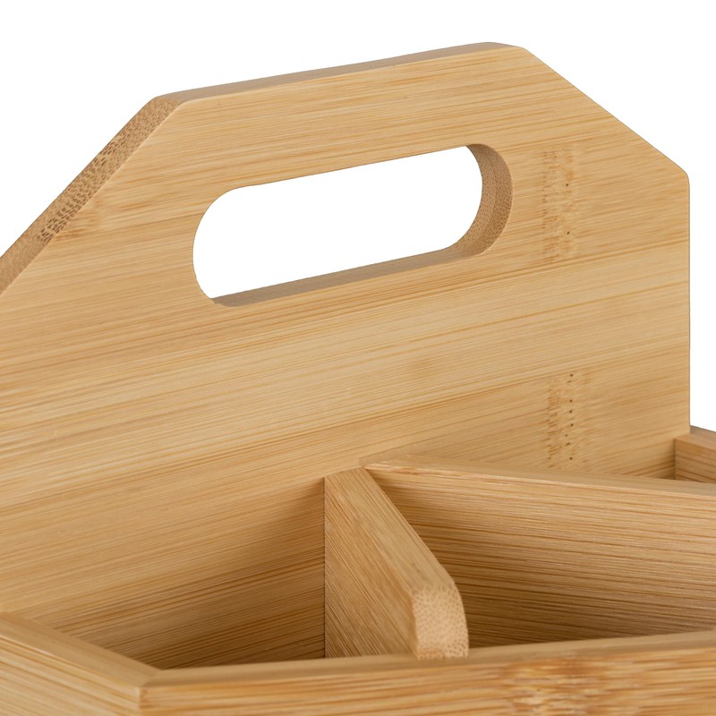 Relaxdays Bamboo Pen Holder, Rotating Desk Organiser, HBT 15 x