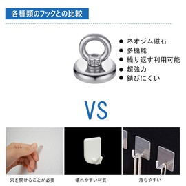 MAGHUNT Magnetic Hooks, Set of 8, Super Strong, Diameter 1.0 inches (25 mm), Vertical Load Capacity 44.1 lbs (20 kg), Horizontal Load Capacity 12.4 lbs (6 kg), Kitchen Storage, Office, Work, Bathroom,