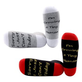 PYOUL 2 Pairs Pregnancy Gift New Mother Gifts Sorry I Just Can't Today I'm Growing a Tiny Human Mom Socks Pregnant Mother Gift, Sorry I Just Cant Today