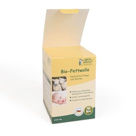 Grünspecht 638-00 Organic Wool Controlled Biological Husbandry, Rohwolle High Lanolin Content for Skin and Baby Sheep's Wool, 50 g, Beige