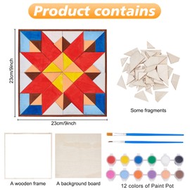 WEBEEDY DIY Barn Quilt Painting Kit Unfinished Wood Barn Quilt Kit Barn Quilt Square Wooden Sign Abstract Geometric Wood Panels Modern Art Bohemian Wall Decor