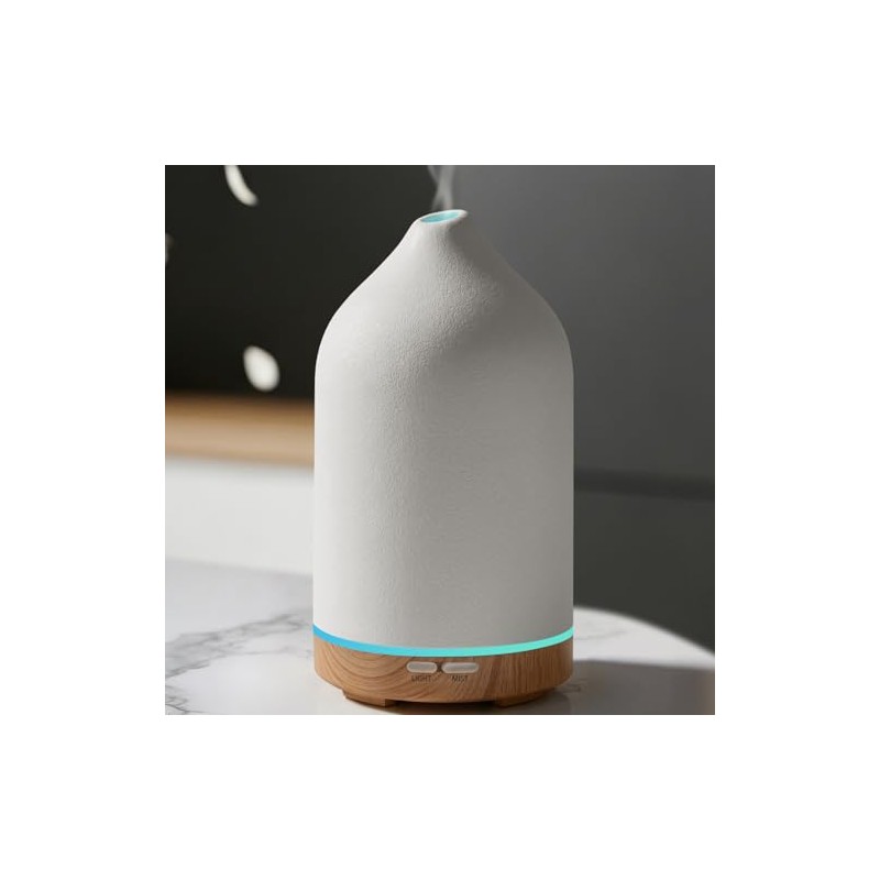 URPOWER 120ML Ceramic Essential Oil Diffuser, Ultrasonic Aromatherapy Diffuser with