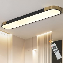 Qcyuui 4FT LED Light Fixture 60W Dimmable Led Ceiling Light Black and Gold Flush Mount Ceiling Light Modern Light Fixtures Ceiling for Kitchen Closet Garage Office Hallway