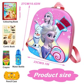 IFHDO Frrozen Children's Backpack, Frrozen Princess Backpack, School Backpack, 3D Cartoon School Backpack, Nursery Backpack for School, Leisure and Travel, Children for Backpack, red