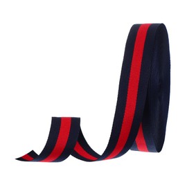 PATIKIL 1" Navy Red Striped Grosgrain Ribbon, 25 Yard Polyester Fabric Stripe Craft Ribbon Double Faced Design for Bow Gift Wrapping DIY Making Garment Christmas Decorations