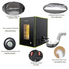 Makermate 3D Printer Enclosure with Ventilation,LED Light,Thermo-Hygrometer Resin 3D Printer Enclosure Lock Smelly Vent Odors for Creality Ender Anycubic Elegoo Bamboo lab Prusa Sovol 3D Printer